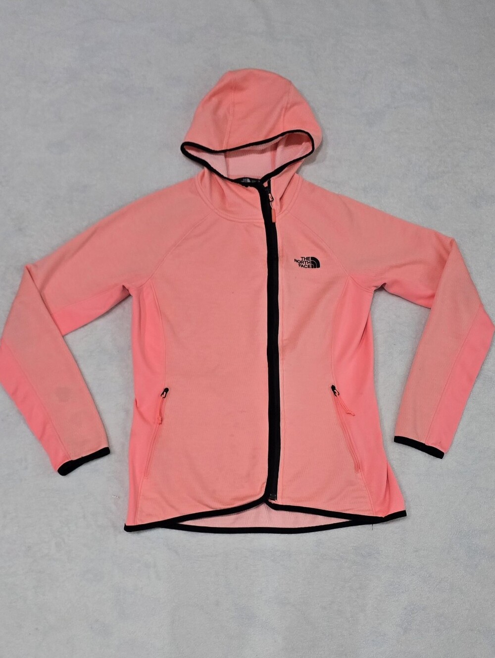 The North Face Arcata Hoodie Neon Peach Zip Up Fleece Lined Zip Pockets Medium